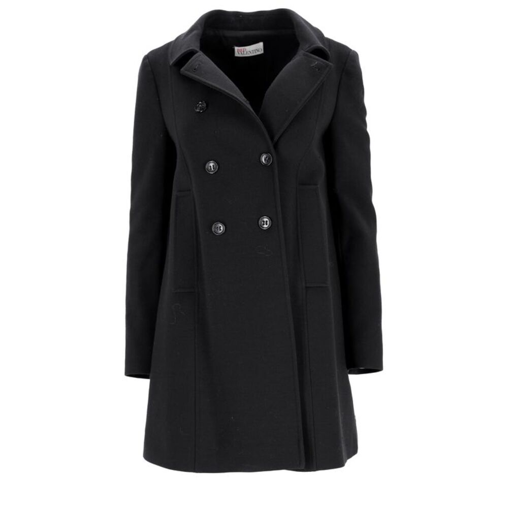 Red Valentino Garavani Double-Breasted Coat in Black Wool - Picture 2 of 10
